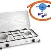 Kemper Gas Kooktoestel - Campingkooktoestel - INCLUSIEF Installatiesetje - Met 2 RVS Branders - 2600W