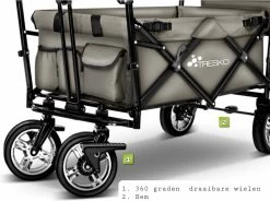 Wildebeest Bolderkar Opvouwbaar Grijs - Bolderwagen Met Kinder Zitje - Bolderkarren - Handkar Grijs - Opvouwbaar Transportwagen - Transportkar - Handkar Tuin Trolley Met Dak Transport Trolley XXL -Kampeerclub 1200x896 5