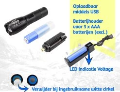 Merkloos Teskies Militaire LED Zaklamp Oplaadbaar - Opbergkit - IPX-6 Waterresistent - 1000 Lumen - Zwart 14 Merkloos Teskies Militaire LED Zaklamp Oplaadbaar - Opbergkit - IPX-6 Waterresistent - 1000 Lumen - Zwart -Kampeerclub 1200x922 5