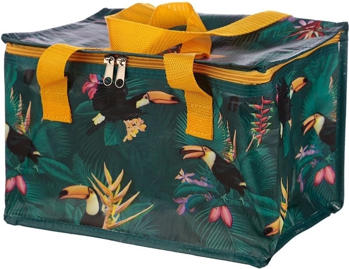 Koeltas Toekan/tropische Print Groen 29 Cm 12 Liter - Koelboxen/koeltassen - Picknick/strand 1 Koeltas Toekan/tropische Print Groen 29 Cm 12 Liter - Koelboxen/koeltassen - Picknick/strand