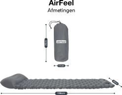 AirFeel Opblaasbaar Slaapmatje - Ingebouwde Pomp En Kussen - Lichtgewicht - 196 X 60 X 6cm - Gray -Kampeerclub 1200x939 4