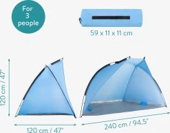 Navaris Windscherm Voor Het Strand - Zon- En Windbescherming Voor Drie Personen - Pop-up Speeltent Met UV- Bescherming - Beach Shelter Met Draagtas 13 Navaris Windscherm Voor Het Strand - Zon- En Windbescherming Voor Drie Personen - Pop-up Speeltent Met UV- Bescherming - Beach Shelter Met Draagtas -Kampeerclub 1200x940 5
