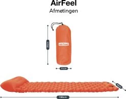 AirFeel Lichtgewicht Opsblaasbaar Slaapmatje - Ingebouwde Pomp En Kussen - 196 X 60 X 6 Cm - Orange -Kampeerclub 1200x943 5