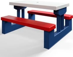 Merkloos Kinder Picknicktafel Met Parasol - Blauw -Kampeerclub 1200x944