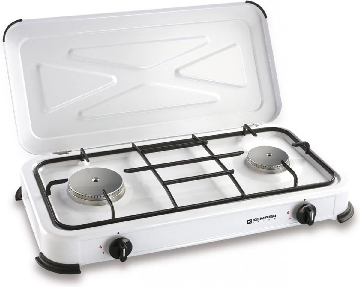 Kemper Gas Kooktoestel - Campingkooktoestel - INCLUSIEF Installatiesetje - Met 2 RVS Branders - 2600W 3 Kemper Gas Kooktoestel - Campingkooktoestel - INCLUSIEF Installatiesetje - Met 2 RVS Branders - 2600W - Afbeelding 3