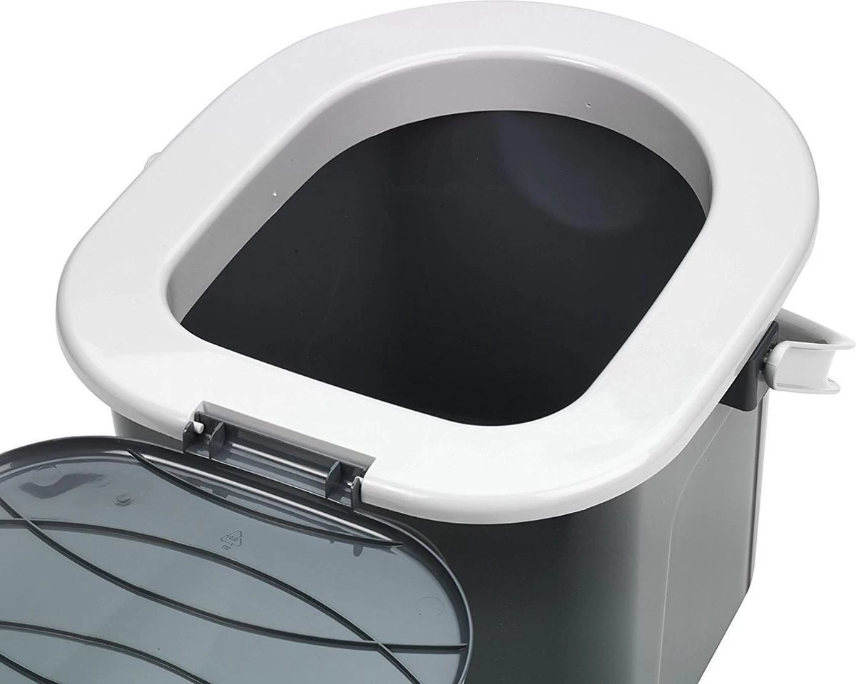 Branq Toiletemmer Draagbaar Met Deksel - 15,5L - Antraciet 2 Branq Toiletemmer Draagbaar Met Deksel - 15,5L - Antraciet - Afbeelding 2