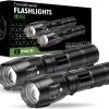 Travelhawk Zaklamp - Zaklamp Led - Zaklamp Militaire - 1000 Lumen - Waterproof - Zwart - 2 Stuks