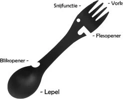 Luverno® - Spork - Incl. Bescherm Hoes - RVS - Bestek To Go - Reisbestek - Keukengadget - 5 In 1 Camping Bestek - Zwart -Kampeerclub 1200x969 1