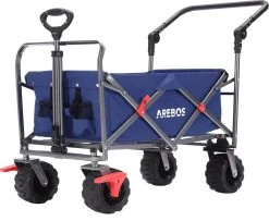 AREBOS Handkar | Transportwagen | Apparatuurwagen | Opvouwbaar | Duwstang| Blauw -Kampeerclub 1200x988 16
