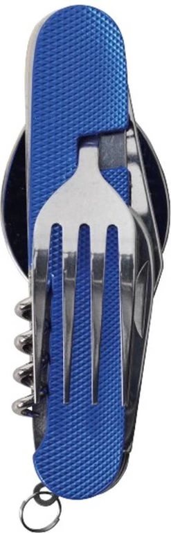 Merkloos Bestek - All -In-One Vork / Lepel / Mes / Flesopener/ Tirbuson - Blauw