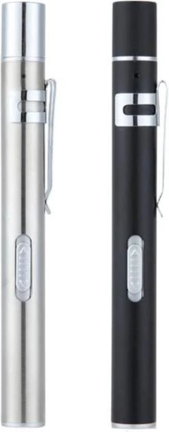 Merkloos 2 Stuks RVS Penlight - Usb Oplaadbare Zaklamp Zwart - Zilverkleur -Kampeerclub 471x1200 5