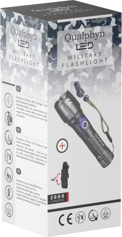 Militaire Zaklamp LED Oplaadbaar USB - 3000 Lumen - Holster - 3000 MAh Batterij - Aanpasbare Zoom - 5 Lichtmodi - IP65 Spatwaterdicht - Zwart -Kampeerclub 617x1200 1