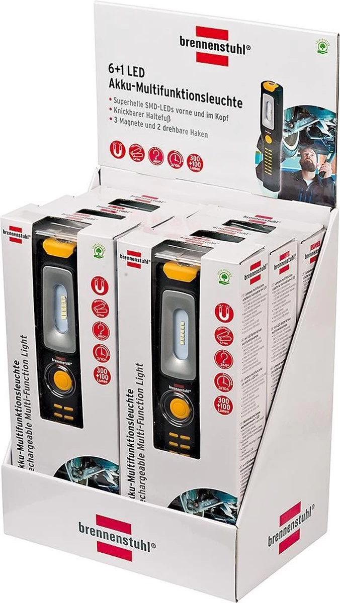 Brennenstuhl Multifunctionele LED Werklamp Met 6 + 1 Superheldere SMD-ledlampen 3 Uur Lichtduur, 360 Graden Draaibare Haak, Knikbare Voet, 2 Sterke Magneten 11 Brennenstuhl Multifunctionele LED Werklamp Met 6 + 1 Superheldere SMD-ledlampen 3 Uur Lichtduur, 360 Graden Draaibare Haak, Knikbare Voet, 2 Sterke Magneten - Afbeelding 11