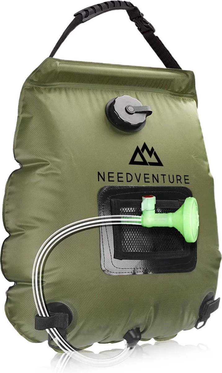 Needventure Solar Douche - Camping Douchezak - Buiten Douche - Tuindouche - Inclusief Thermometer - Waterzak Met Douchekop - 20L - Groen 1 Needventure Solar Douche - Camping Douchezak - Buiten Douche - Tuindouche - Inclusief Thermometer - Waterzak Met Douchekop - 20L - Groen