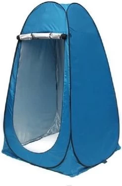 Merkloos 4 In 1 Pop-up Douchetent Voor Omkleden, Douchen, Toilet En Opslag - 1 Persoons Tent - Camping Douche En Omkleedtent - Inclusief Haringen En Draagtas - 190 X 110 X 110 Cm Blauw -Kampeerclub 788x1200