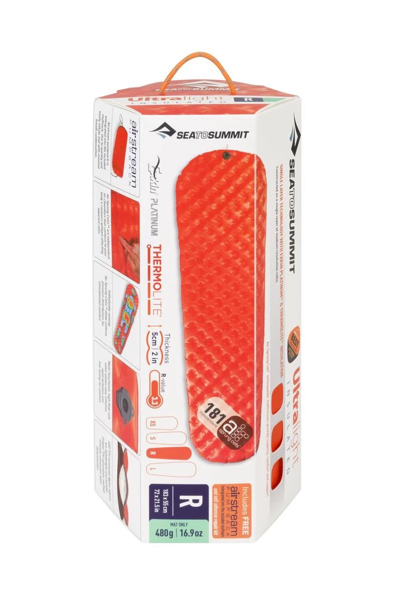 Sea To Summit UltraLight Insulated Regular Opblaasbare Slaapmat - 5cm - 480g - Oranje 2 Sea To Summit UltraLight Insulated Regular Opblaasbare Slaapmat - 5cm - 480g - Oranje - Afbeelding 2