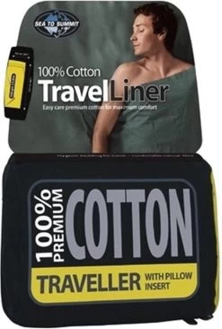 Sea To Summit - Premium Cotton Liner - Lakenzak - Katoen - Oceaan Blauw - Recht Model Lang -Kampeerclub 810x1200 3