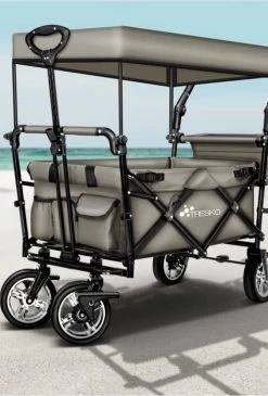 Wildebeest Bolderkar Opvouwbaar Grijs - Bolderwagen Met Kinder Zitje - Bolderkarren - Handkar Grijs - Opvouwbaar Transportwagen - Transportkar - Handkar Tuin Trolley Met Dak Transport Trolley XXL -Kampeerclub 812x1200 2