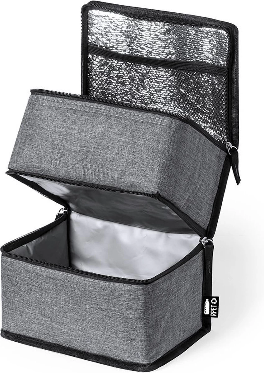 Merkloos Koeltas Met Dubbel Compartiment - Lunchtas - Koeltasje Lunch - Koelelementen - Koud - Warm - Isolatie - Volwassenen - Dames - Heren - 14 X 22 Cm - Polyester - RPET - Aluminium - Grijs 6 Merkloos Koeltas Met Dubbel Compartiment - Lunchtas - Koeltasje Lunch - Koelelementen - Koud - Warm - Isolatie - Volwassenen - Dames - Heren - 14 X 22 Cm - Polyester - RPET - Aluminium - Grijs - Afbeelding 6