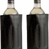 Merkloos 2x Koelelementen Hoezen Zwart Voor Wijnflessen 34 X 18 Cm - Wijnflessen/drankflessen Koelelement - Flessenkoeler - Wijnkoeler