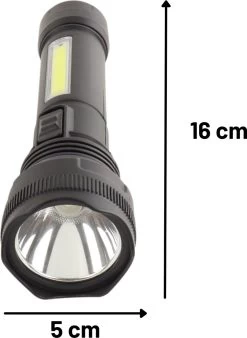 Orange85 Zaklamp Led Oplaadbaar - 200 Lumen - Militaire - Zwart - Noodverlichting -Kampeerclub 876x1200