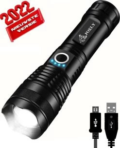 FOXLY Militaire LED Zaklamp PRO XI (Inclusief Oplader En Batterij) - Opbergdoos - Waterproof - Telescopische Lens - Schokbestendig - 3000 Lumen