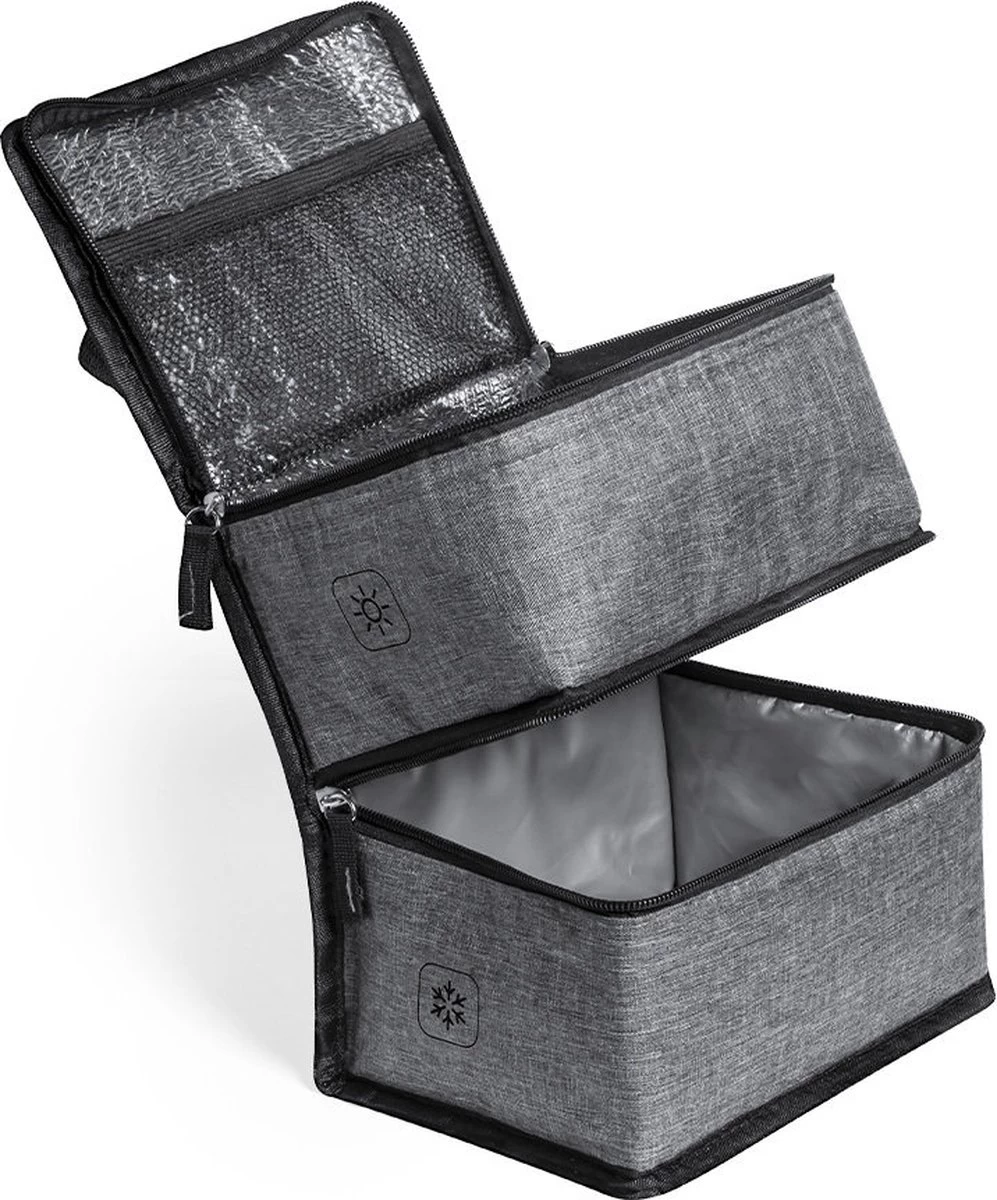 Merkloos Koeltas Met Dubbel Compartiment - Lunchtas - Koeltasje Lunch - Koelelementen - Koud - Warm - Isolatie - Volwassenen - Dames - Heren - 14 X 22 Cm - Polyester - RPET - Aluminium - Grijs 3 Merkloos Koeltas Met Dubbel Compartiment - Lunchtas - Koeltasje Lunch - Koelelementen - Koud - Warm - Isolatie - Volwassenen - Dames - Heren - 14 X 22 Cm - Polyester - RPET - Aluminium - Grijs - Afbeelding 3